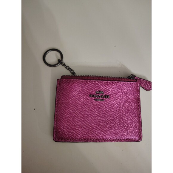 COACH Mini Skinny ID Card Holder Change Purse Leather Case Retired Pink Color - Picture 1 of 5